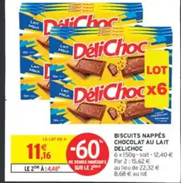 Intermarché DELICHOC Biscuits nappes chocolat au lait offre