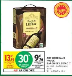 Intermarché BARON DE LESTAC Aop bordeaux rouge offre