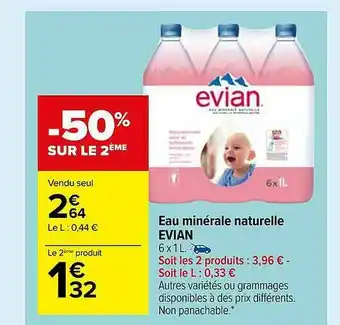 Carrefour Market Eau Minérale Naturelle Evian offre