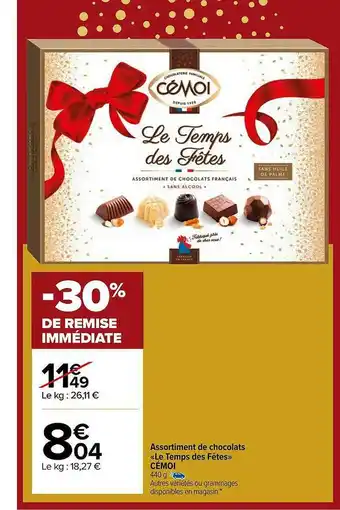 Carrefour Market Assortiment De Chocolats «le Temps Des Fêtes» Cémoi offre