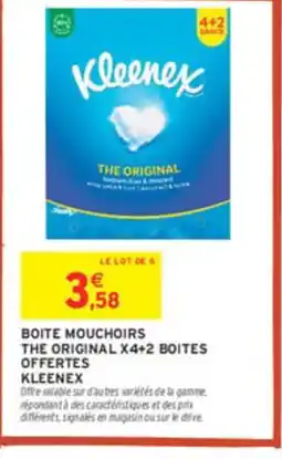 Intermarché KLEENEX Boite mouchoirs the original x4+2 boites offertes offre