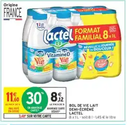 Intermarché LACTEL Bol de vie lait demi-écrémé offre