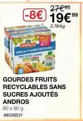 Costco Gourdes Fruits Recyclables Sans Sucres Ajoutés Andros offre