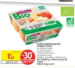 Intermarché POMMETTE BIO Purée pomme banane offre
