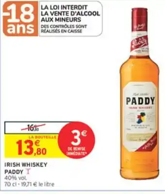 Intermarché PADDY Irish whiskey offre