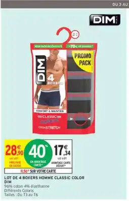Intermarché DIM Lot de 4 boxers homme classic color offre