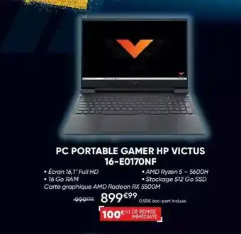Fnac Pc Portable Gamer Hp Victus 16-e0170nf offre