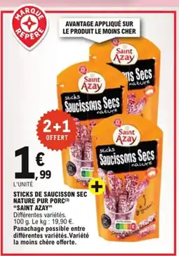 E.Leclerc Sticks de saucisson sec nature pur porc saint azay offre