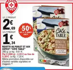 E.Leclerc Risotto au poulet et aux cepes côté table offre