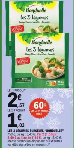 E.Leclerc Les 3 légumes surgelés bonduelle offre
