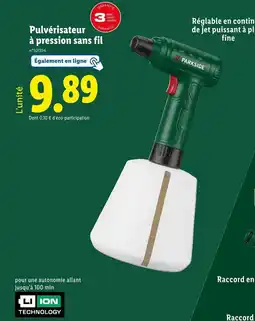 Lidl PARKSIDE Pulvérisateur à pression sans fil offre