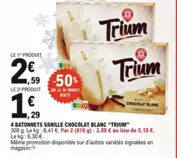 E.Leclerc 4 batonnets vanille chocolat blanc trium offre