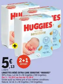 E.Leclerc Lingettes bébé extra care sensitive huggies offre