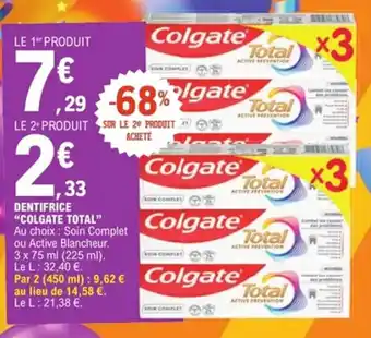 E.Leclerc Dentifrice colgate total offre