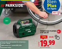 Lidl PARKSIDE Compresseur et pompe à air sans fil offre