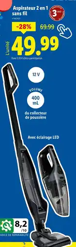 Lidl SILVERCREST Aspirateur 2 en 1 sans fil offre