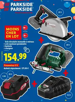 Lidl PARKSIDE Scie circulaire manuelle à métaux + scie sauteuse pendulaire + batterie + chargeur offre