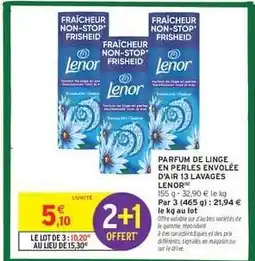 Intermarché PARFUM DE LINGE EN PERLES ENVOLÉE D'AIR 13 LAVAGES LENOR offre