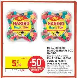 Intermarché MÉGA BOITE DE BONBONS HAPPY BOX HARIBO offre