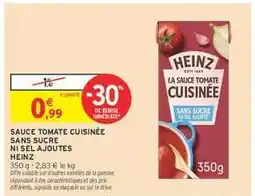 Intermarché SAUCE TOMATE CUISINÉE SANS SUCRE NI SEL AJOUTÉS offre