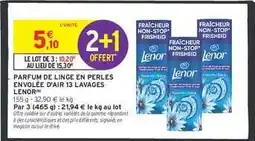 Intermarché Contact PARFUM DE LINGE EN PERLES ENVOLÉE D'AIR 13 LAVAGES LENOR offre