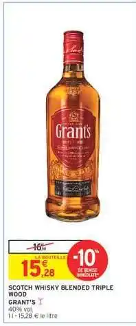 Intermarché Hyper SCOTCH WHISKY BLENDED TRIPLE WOOD offre
