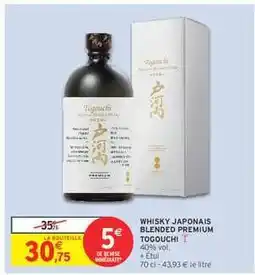 Intermarché Hyper WHISKY JAPONAIS BLENDED PREMIUM TOGOUCHI offre
