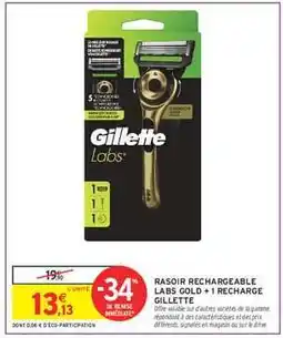 Intermarché Hyper Rasoir Rechargeable Labs Gold + 1 Recharge Gillette offre