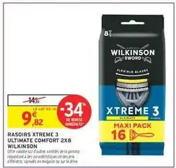 Intermarché Hyper Rasoirs Xtreme 3 Ultimate Comfort 2x8 Wilkinson offre