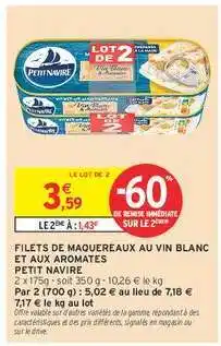 Intermarché Contact Filets de Maquereaux au Vin Blanc et aux Aromates Petit Navire offre