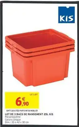 Intermarché Hyper Lot de 3 bacs de rangement 25L KIS offre