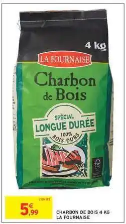 Intermarché Hyper CHARBON DE BOIS 4 KG LA FOURNAISE offre