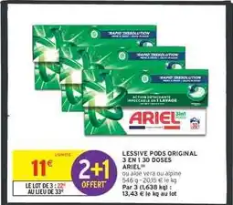 Intermarché Hyper Lessive Pods Original 3 en 1 30 doses Ariel offre
