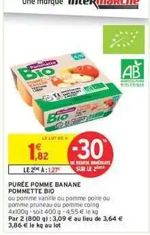 Intermarché Hyper PURÉE POMME BANANE POMMETTE BIO offre