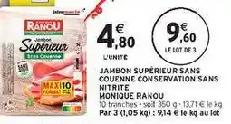 Intermarché Hyper Jambon Supérieur Sans Couenne offre