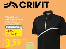 Lidl CRIVIT Polo ou t-shirt technique homme offre