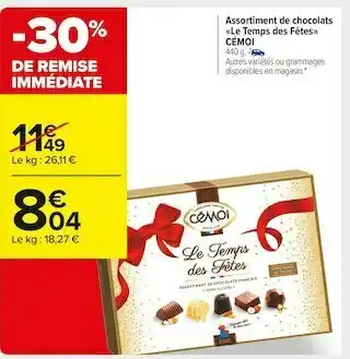 Carrefour Market Cémoi assortiment de chocolats «le temps des fêtes» offre