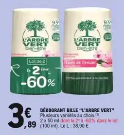 E.Leclerc Déodorant bille l'arbre vert offre