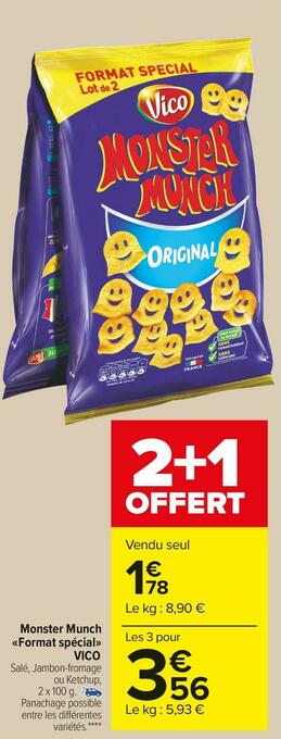 Carrefour Market Vico monster munch «format spécial» offre
