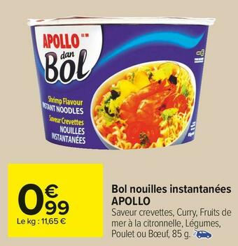 Carrefour Market Apollo bol nouilles instantanées offre