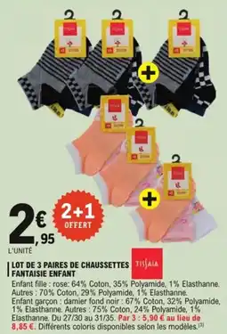 E.Leclerc Lot de 3 paires de chaussettes fantaisie enfant offre