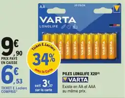 E.Leclerc Piles longlife x20 offre