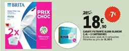 E.Leclerc Carafe filtrante aluna blanche 2 cartouches offre