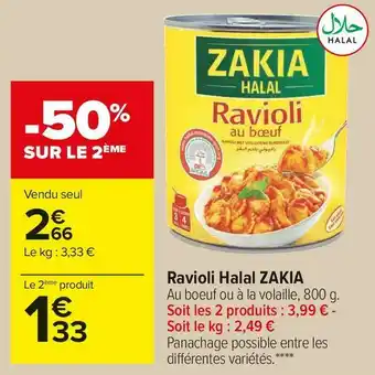 Carrefour Market Zakia ravioli halal offre
