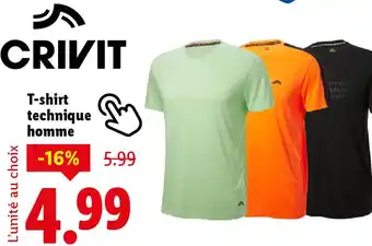 Lidl CRIVIT T-shirt technique homme offre