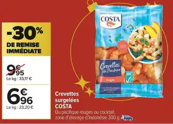 Carrefour Market Costa crevettes surgelées offre