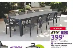 Mr Bricolage Table extensible Alliance 180/240/300 x 100 cm en aluminium offre