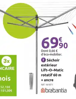 Mr Bricolage Séchoir extérieur Lift-O-Matic rotatif 60 m + ancre offre