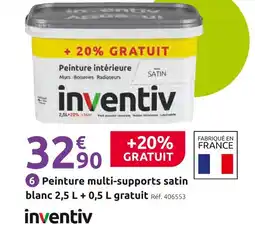 Mr Bricolage INVENTIV Peinture multi-supports satin blanc 2,5 L + 0,5 L gratuit offre