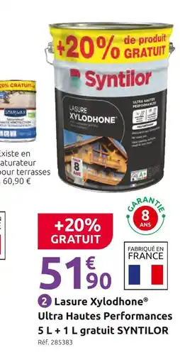 Mr Bricolage SYNTILOR Lasure Xylodhone Ultra Hautes Performances 5 L + 1 L gratuit offre